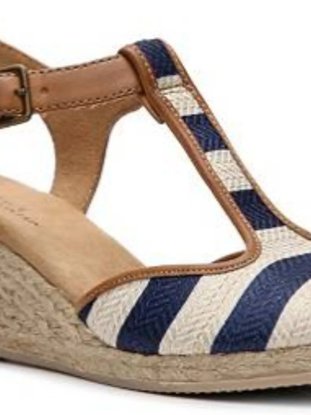 White Mountain Navy Striped Wedges Size 8